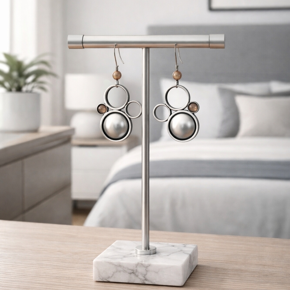 Modern Circle Earrings Abstract Geometric Playful Business Casual Nice Design